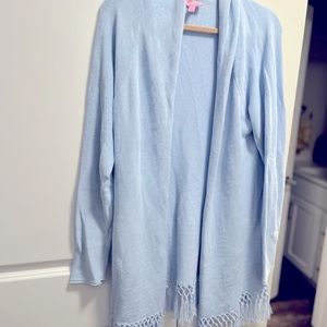 Lilly pulitzer fringed cardigan in light blue